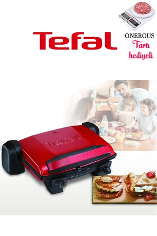 TEFAL 6 Tost Kapasitesi ve Döküm Plaka ile Yüksek Performanslı Izgara Keyfi kırmızı