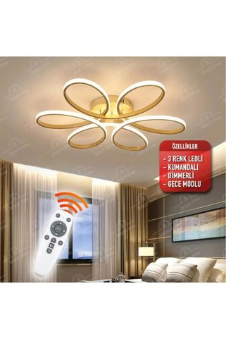 Ömür Avize Modern Stella Ledli Plofonyer Avize Kumandalı