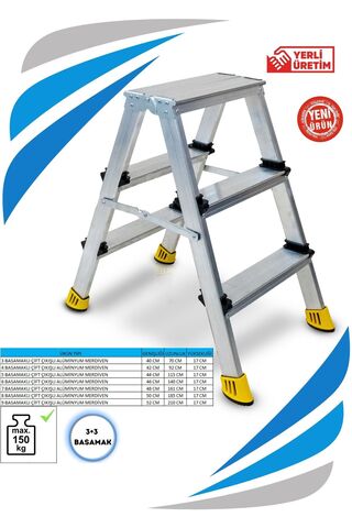 Sözbir Merdiven SÖZBİR 3+3 ÇİFT ÇIKIŞLI PREMİUM ALÜMİNYUM MERDİVEN 50X20 ÇOK AMAÇLI/PRATİK/KOLAY