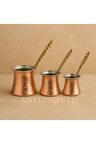 ANTEPSEPETİ Bakır Kahve Cezvesi 3'lü Set