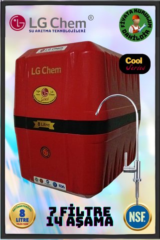 LG Chem Cool Kırmızı Renk Montaj Dahil 7 Filitre 14 Aşama.gümüş Iyon Alkali Ve Mineralli Su Arıtma Cihazı