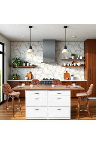 Tdesigno Skylla Mutfak Adası 6 Çekmeceli Alt Modül 160 cm Tezgah Dahil
