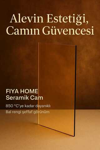 24.8 x 27.8 Yüksek ısıya dayanıklı Şömine/Kuzine/Soba Camı 4 mm - Seramik Cam (Bal rengi, Şeffaf)