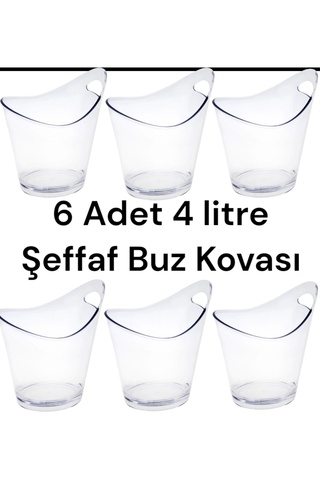 ZTF Global 6 ADET 4 LİTRELİK ŞEFFAF SAN BUZ KOVASI