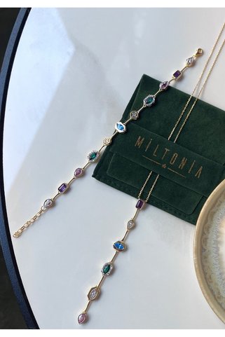Miltonia 925s Renkli Baget Taşlı Tasarım Gümüş Bileklik