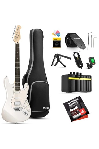Donner DST-152 Full-Size ST Elektro Gitar Seti (Beyaz)