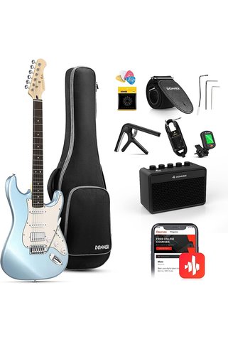 Donner DST-152R Elektro Gitar Seti (Metallic Ice Blue)