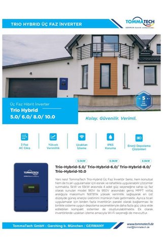 Tommatech Trio Hybrid K 10.0kW Üç Faz İnverter
