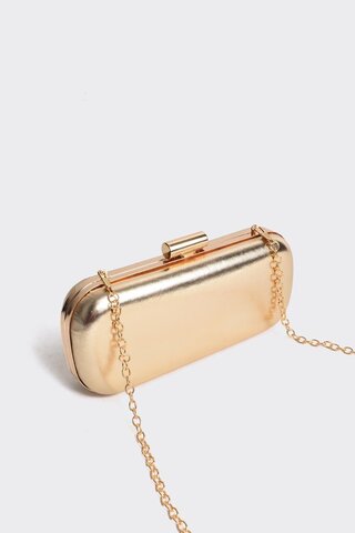 Berlesi Gold Metalik Gold Kapaklı Clutch Abiye Çanta