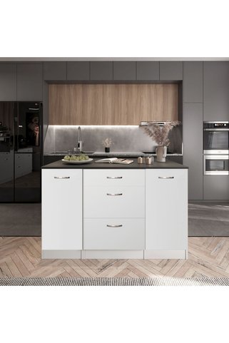 Tdesigno Bale Mutfak Adası -3 Çekmeceli 2 Kapaklı Alt Modül- Çok Amaçlı Dolap 140 cm Tezgah Dahil