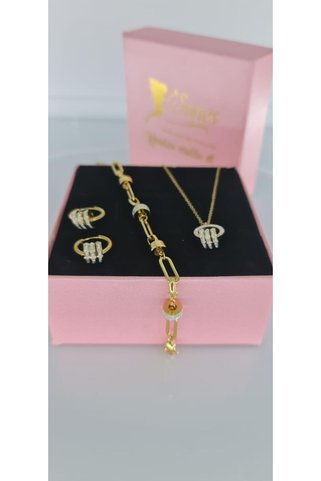 SONES Periliçe Gold Çelik Takı Seti 359 Anneler Günü Hediye Sevgiliye