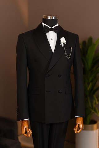 terzi ayhan T01- TA01 Model Slimfit Şal Yaka Kruvaze Damatlık