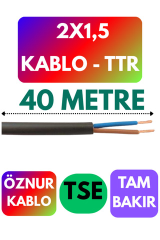 Avarson Öznur 2X1,5 TTR Kablo (Siyah) Metre Seçenekli 40 METRE