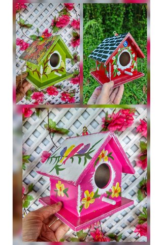 Home 3 adet,16×16×16cm lik ahşap el yapımı kuş evi, bahçe balkon için kuş yuvası