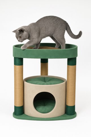 Smis Kedi Tırmalama Tahtası ve Evi – 2 Katlı Dinlenme Alanı, Jut Halatlı, Mdf Gövde, 71 cm