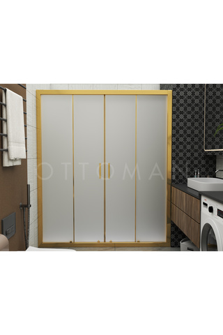 Ottoman Banyo & Duşkabin İKİ DUVAR ARASI ALTIN PROFİL SATİNE CAM (BUZLU) DUŞAKABİN h:190150-200 CM