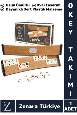 Zenara Aile Ev Arkadaş Kahve Cafe Oyun Dayanıklı Kaymaz Antibakteriyel Açık Renk OVAL 101 OKEY TAKIMI