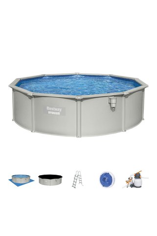 BESTWAY 56384 Hydrium Çelik Duvarlı Prefabrik Yer Üstü Havuz Seti 4,57 m x 1,22 m