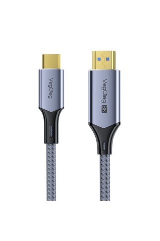 Veggieg USB-C to HDMI Kablo 8K@60Hz 4K@240Hz 48Gbps HDR 3D Destekli Örgülü Görüntü Aktarım Kablosu 2 Metre