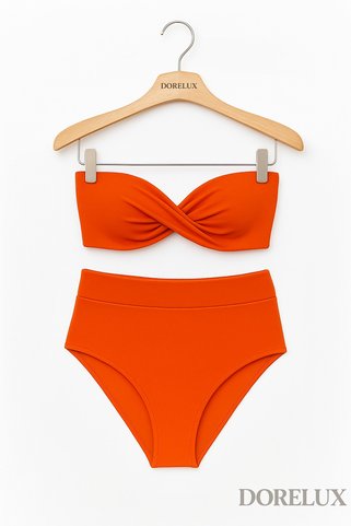 Pierre Cardin 241231 Kadın Turuncu Dolgulu Straplez Yüksek Bel Bikini Takım