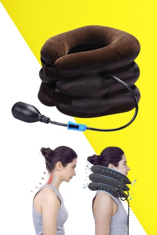 AboutThePerfect Ayarlanabilir ve şişirilebilir 3 katlı ortopedik boyunluk, rahat destek sağlar