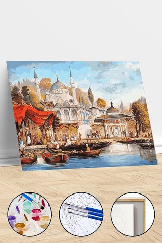 kendinyaphobi Sayılarla Boyama Seti Çerçeveli Kasnaklı Zamanlar İstanbul  60 x 75 cm