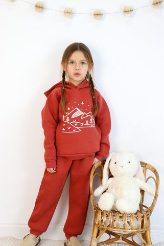 MiaBaby 3 İp Baskılı Kapüşonlu Şardonlu İkili Takım