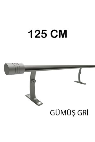 PERDE Mix 125 Cm Gri 20 Mm Kornişli Dekoratif Alüminyum Tek Raylı Rustik Perde Askısı