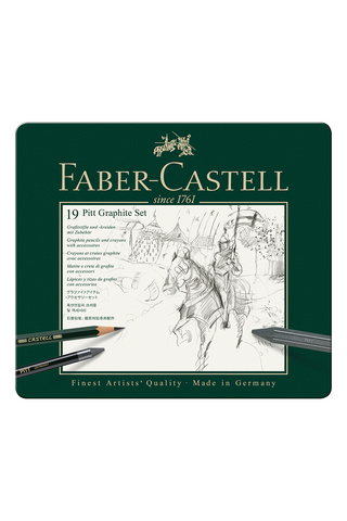 Faber Castell Pitt Grafit Sanat Seti,Siyah,19 Parça,Kömür Kalem ve Aksesuarlarla,Gölgelendirme ve Eskiz İçin İdeal