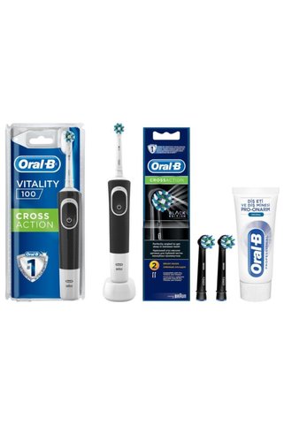 Oral-B Vitality Siyah D100 Cross Action+cross Action Siyah 2'li+50 Ml Diş Macunu