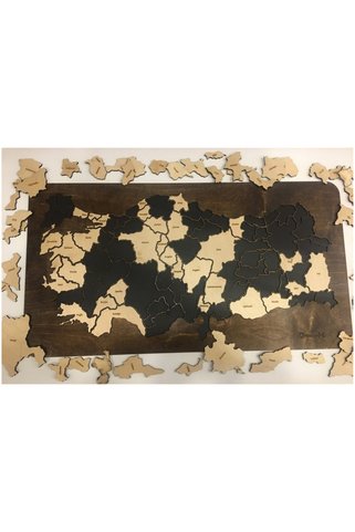MapofX %100 Ahşap Gez-boz Türkiye Haritası - Tüm Iller Çıkarılabilir Coğrafya Öğrenme Aracı 65x35 Cm