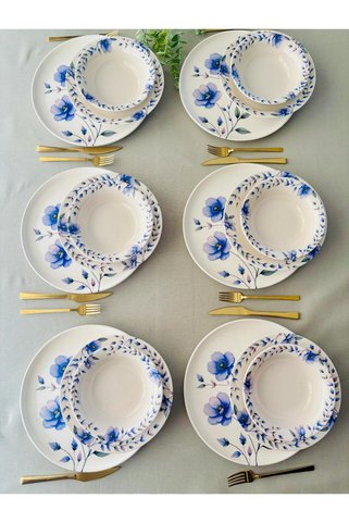 VENÜS HOME DECORATION Mor Menekşe Model 6 Kişilik 18 Parça Yemek Takımı