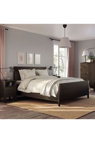 IKEA çift kişilik baza, venge, 160x200 cm, 4 çekmeceli