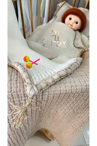 TruyTowel %100 PAMUK MÜSLİN BEBEK YORGAN EKRU