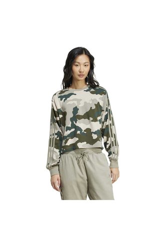 adidas Camo Aop Kadın Bej Yuvarlak Yaka Sweatshirt