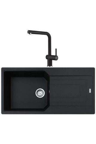 Franke UBG 611-100 Nero Granit Eviye + Active Plus Doccia 2.0 Nero Spiralli Mutfak Bataryası Seti