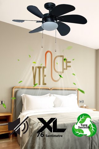 YTE Sessiz 6 Kanatlı 60 W Işıklı Tavan Vantilatörü