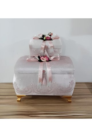 Sandık Dünyası Söz Nişan Bohça Gelin Damat Çeyiz Sandığı 2li 0302