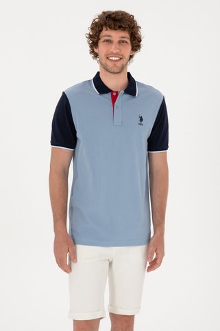 U.S. Polo Assn. Erkek Regular Fit Polo Yaka Mavi Tişört 50306871-VR036