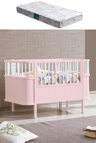 Setay Mdf Beşik, Trend Büyüyen Beşik - Pembe 1 Adet Comfort Yatak 90x130