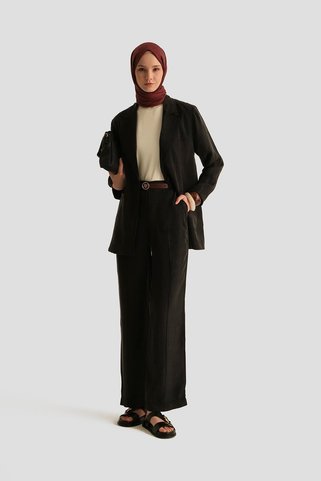 Armine Önü Dikişli Cupra Palazzo Pantolon 25YD4246-2 LACİVERT