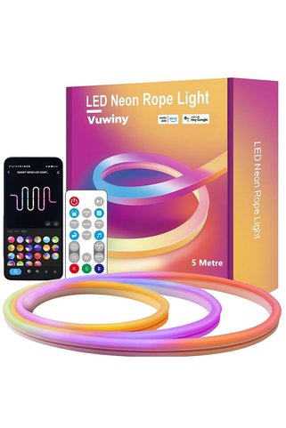 Vuwiny APP Sese Duyarlı WIFI Özellikli IP67 RGB-IC Yüksek Parlaklık Neon Akıllı Aydınlatma (5 Metre - 24V)
