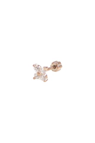 Güler Yüzlü Silver DÖRT TAŞLI ÇİÇEK GÜMÜŞ TRAGUS PIERCING - ROSE BAKIR