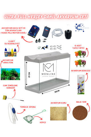 MS AKVARYUM CANLILARI ÜRETİM VE TEDARİK TESİSİ ULTRA FULL HERŞEY DAHİL AKVARYUM SETİ 30CM AKVARYUM
