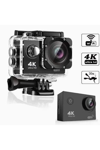 Coverzone 4K Aksiyon Kamerası H16 - 16MP, 170° Geniş Açı, 30M Su Geçirmez, WiFi, 64GB Destekli, 4K 30FPS