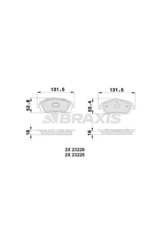 BRAXIS Ön Fren Balatası Combo C Corsa C 1.3 1.7 Cdtı 01=> Merıva 03=> Tıgra 04=>