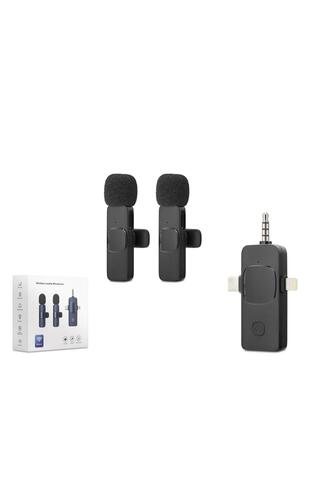 Skygo Kablosuz Çiftli Yaka Mikrofon Seti Type-c Lightning 3.5 Mm Siyah HDX2782