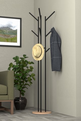 Retodesign 9 Askılı Portmanto Askılık, Elbise Askısı Atlantik Çam Tablalı