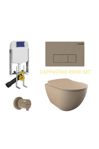 Creavit FE322 Cappicino Asma Klozet Gömme Rezervuar 5 Parça Set