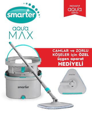 SMARTER Aqua Max Ve Üçgen Aparat Temiz & Kirli Suyu Ayırma Temizlik Seti Mop Paspas Cam Sileceği